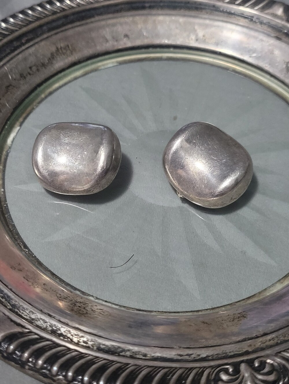 Sterling Silver Smooth Pebble Clip-On Earrings - Silver